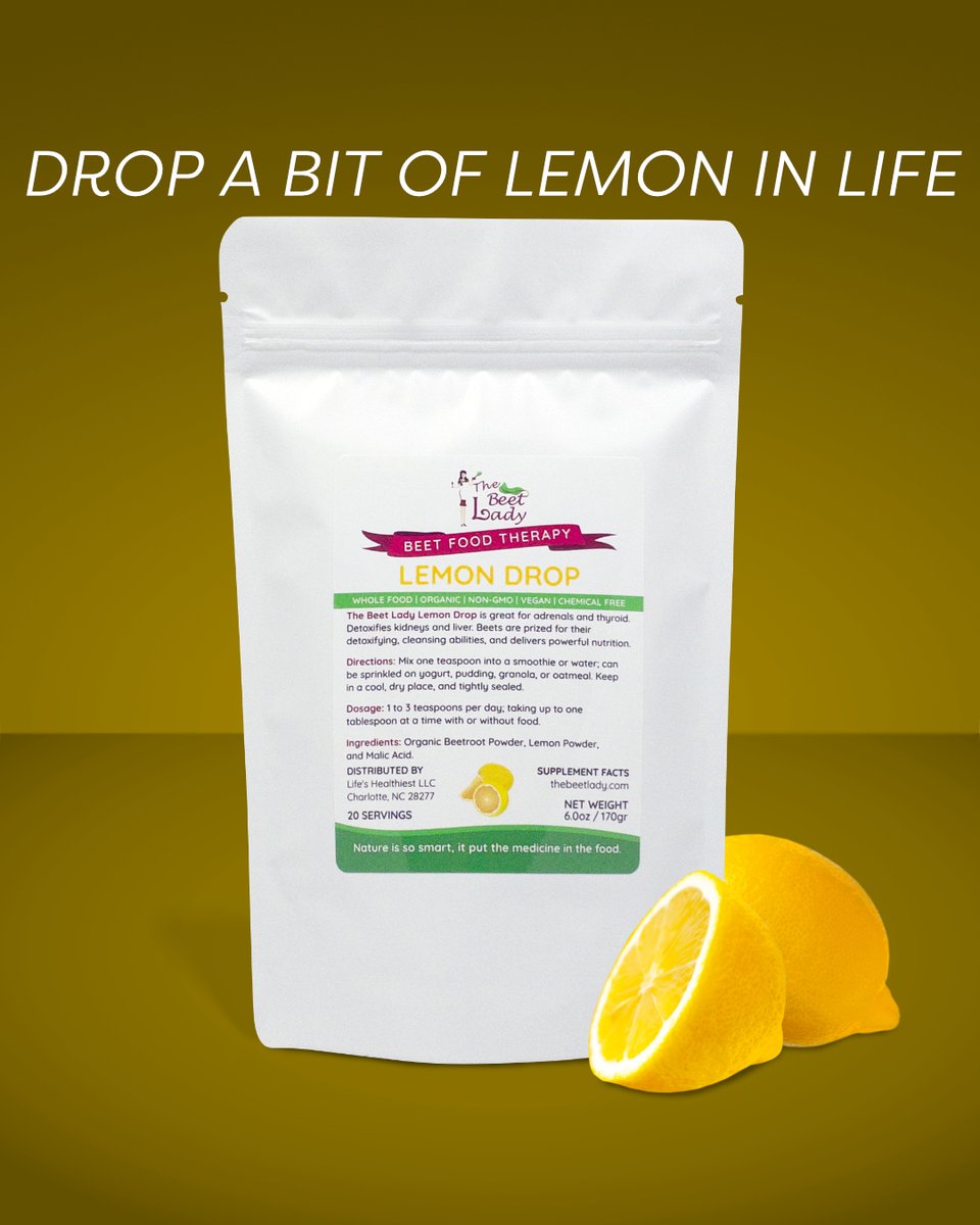 TheBeetLady's tweet photo. Our kidneys and liver need help to cleanse and flush them of pathogens, but it isn't always easy. That's why I recommend The Beet Lady's Lemon Drop powder.

If you want to learn about more benefits, head over to:
https://t.co/j3TaIFzWVE

#thebeetlady #beetfoodtherapy #lemondrop https://t.co/KFcVvLLpAL