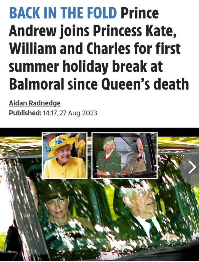 chanchiezen's tweet image. August 2023 ,  King Charles III, Camilla, Kate Middleton &amp;amp; Prince William stood  in solidarity with pedophile Prince Andrew, whilst they knew  #Epstein went to jail for child sex offences. They knew , The late Queen had paid £12M, hush money to silence a victim. #RoyalFamily