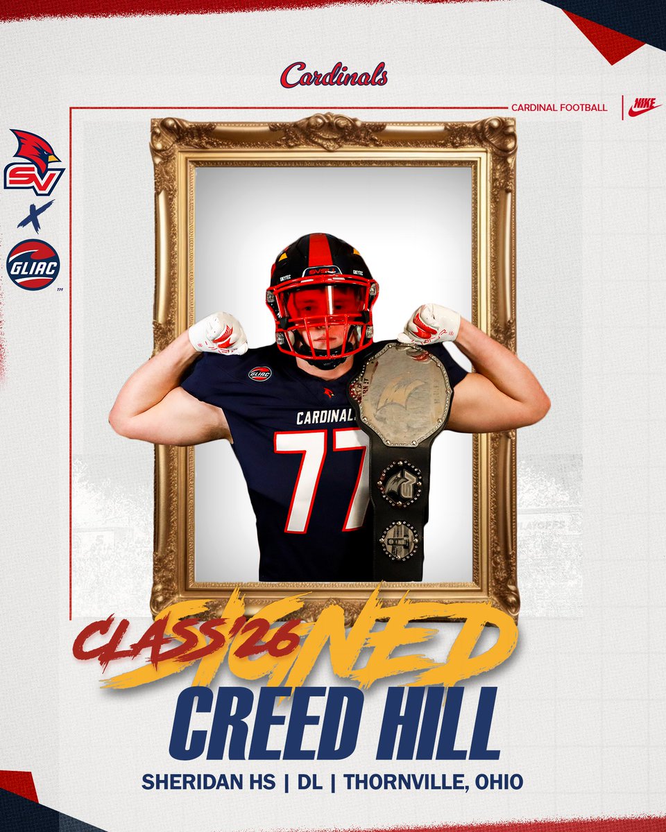 svsu_football's tweet image. CREED HILL | DE | 6-2 | 245
Three-year starter at Sheridan HS … named Division III All-Ohio First Team as a senior … selected All-Southeast District Defensive Player of the Year in 2025 … recorded 41 tackles as a senior, with eight resulting in losses including four sacks