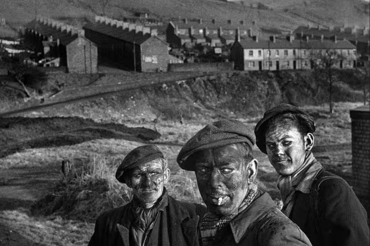 GroomB's tweet photo. Three generations of Welsh miners, 1950, photo by William Eugene Smith, American photojournalist. https://t.co/xwnYToSRq5