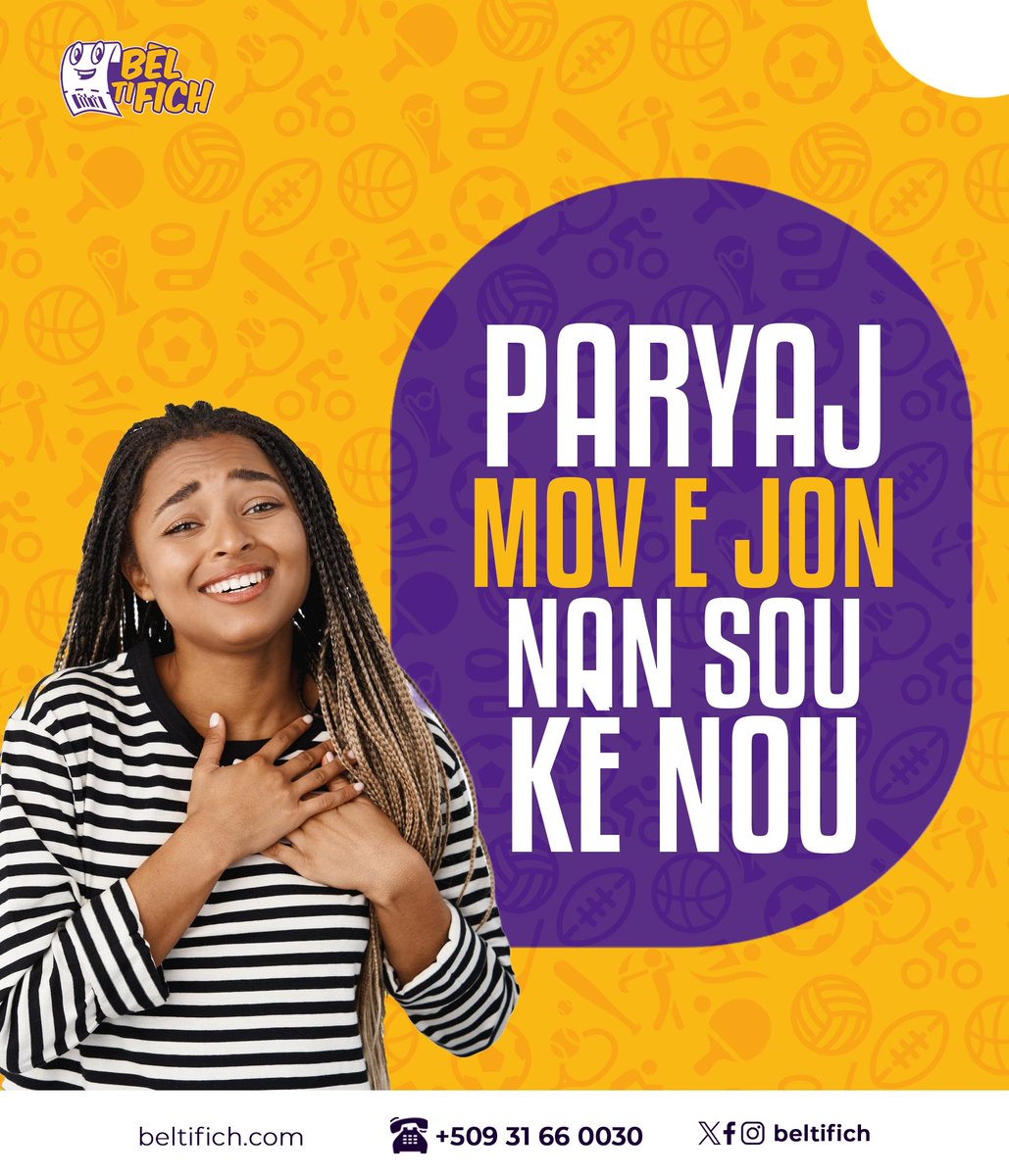 FICH nou nan Men nou🙌🏾 PARYAJ nou sou KÈ nou💜💛 Bonne fin de journée☀️ Sonje ou jwenn 10% BONIS sou chak DEPO🫵🏾 kouri fè FICH nou💵  #MOVeJON 🟪🟨 #ParyajSaRèd🔥

#fèfichoubèlfèPòchouBèl 💵🇭🇹