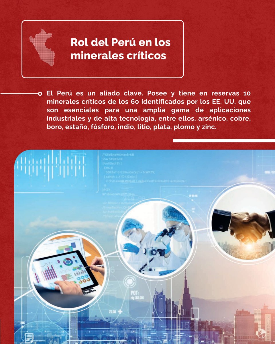 CancilleriaPeru's tweet photo. Minerales críticos que impulsan el futuro💪

El Perú se proyecta como un aliado confiable para fortalecer sus cadenas de suministro a nivel global.Los minerales críticos sostienen la transición energética y la innovación tecnológica.🌎⚡ https://t.co/YuNOWyfImR