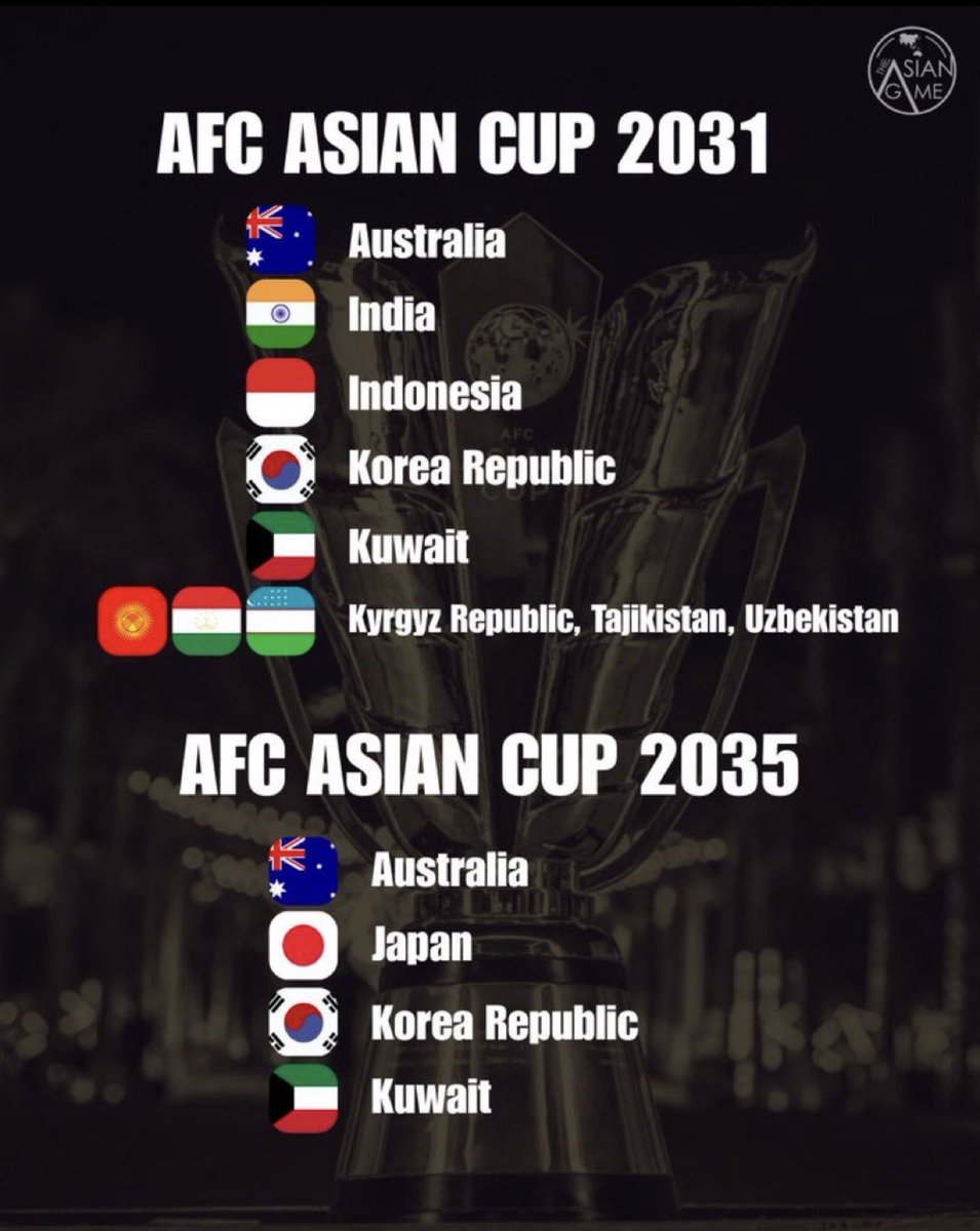 بصراحة لو فزنا ب 
استضافة كأس آسيا 2031 راح يكوون انجااز كبير جداً خصوصا ان حاليا نسبة فوزنا 25% متفوقين على الهند واستراليا بشكل ملحوظ نوعاً ما ..

أتمنى اذا ماكنا جاهزين بشكل كامل تكون الكويت مستضيفه آسيا بشكل مؤكد مع الرؤية 2035 🇰🇼💙

#AFC2031 #AsianCup #منتخب_الكويت #الكويت