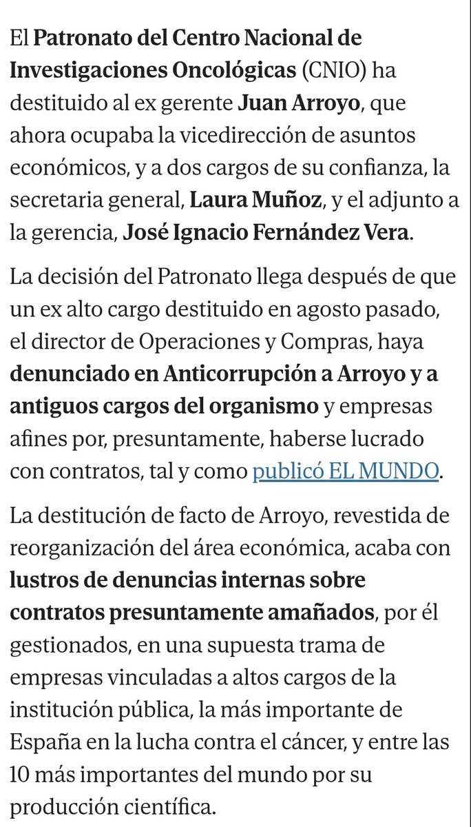 Mariano Barbacid, investigador a punto de descubrir la cura contra el cáncer de páncreas, fue director del CNIO.
Lo destituyó Zapatero para colocar a una tía que con el dinero de la fundación compraba arte o viajes, y a un gerente que se lucró personalmente.
El PSOE es el cáncer.