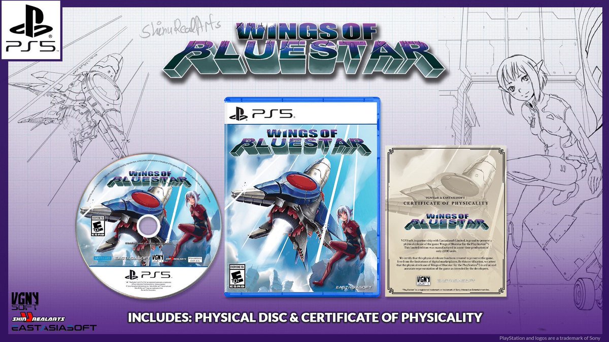 VGNYSoft's tweet photo. Here's the standard edition of #WingsOfBluestar. It's straight to the point and perfect for those who just want to jump into the action/story!
Our Launch Day Deal is still on-going so make sure to get your pre-order in before Feb 5th 10AM EST for FREE SHIPPING (Wings of Bluestar only)!
Link: https://t.co/fNzd0ApBAq
@ShinuGames @Eastasiasoft #Shmup #STG #PhysicalIndie