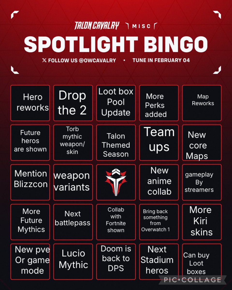 Tokyo_playsx's tweet photo. My overwatch spotlight bingo card https://t.co/wg41OWRCvB