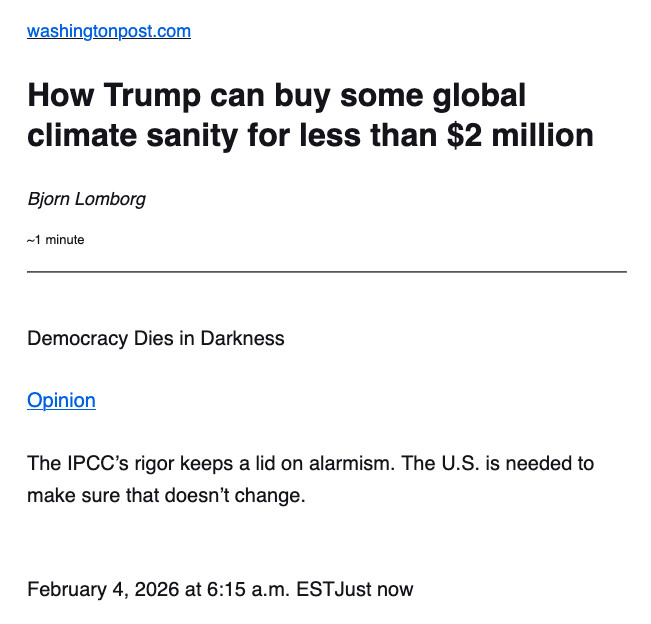 And like clockwork, just days after climate denier Bjorn Lomborg was exposed in the Epstein Files, Jeff Bezos's Washington Post publishes Lomborg op-ed downplaying the climate threat: