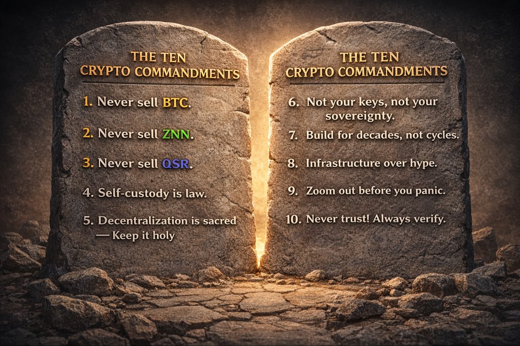 The Law: 

1. Never, ever, ever, never, ever, ever, never sell BTC 🟠

2. Never, ever, ever, never, ever, ever, never sell ______ = #ZENON 🟢

3. Never, ever, ever, never, ever, ever, never sell QSR 🔵

$BTC $ZNN $QSR #CRYPTO #BITCOIN #ZENON #THEALIENSKNOW #THEREWERESIGNZ