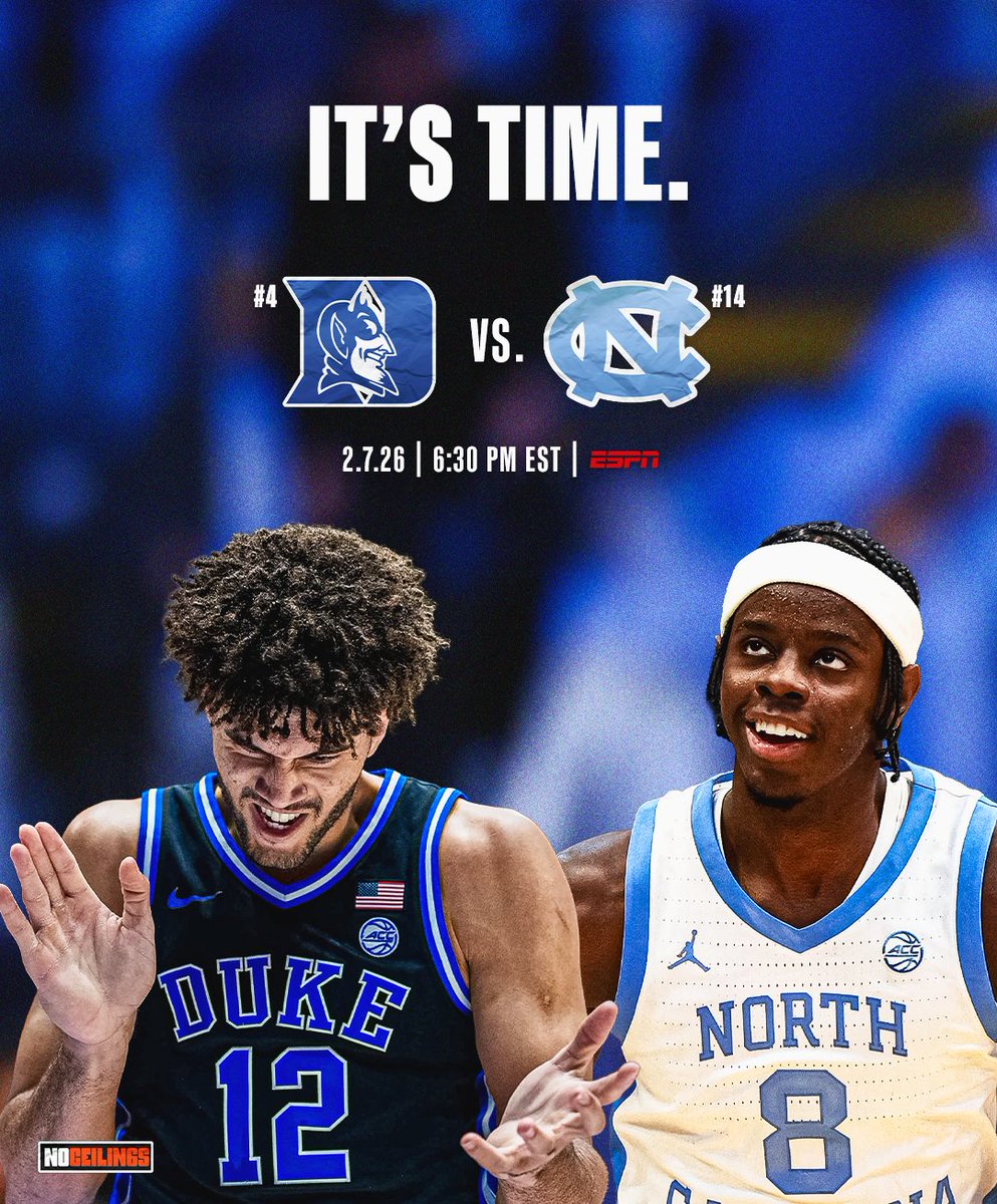 NoCeilingsNBA's tweet image. 3 Days.

▪️ Duke vs. North Carolina
▪️ Cameron Boozer vs. Caleb Wilson

Let's Get After It. 🔥