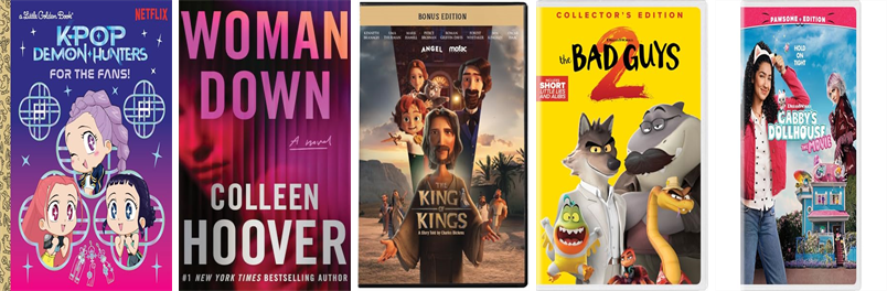 Granby_Library's tweet photo. This week the Granby Free Public Library has 66 new books and thirteen new movies.  New items include Woman Down, The King of Kings, The Bad Guys 2, Gabby's Dollhouse, Freakier Friday, Disney Zootopia 2, Elio, Dog Man, and The Elsewhere Express. https://t.co/g4kCj854Wo https://t.co/ee0UY5VF9X