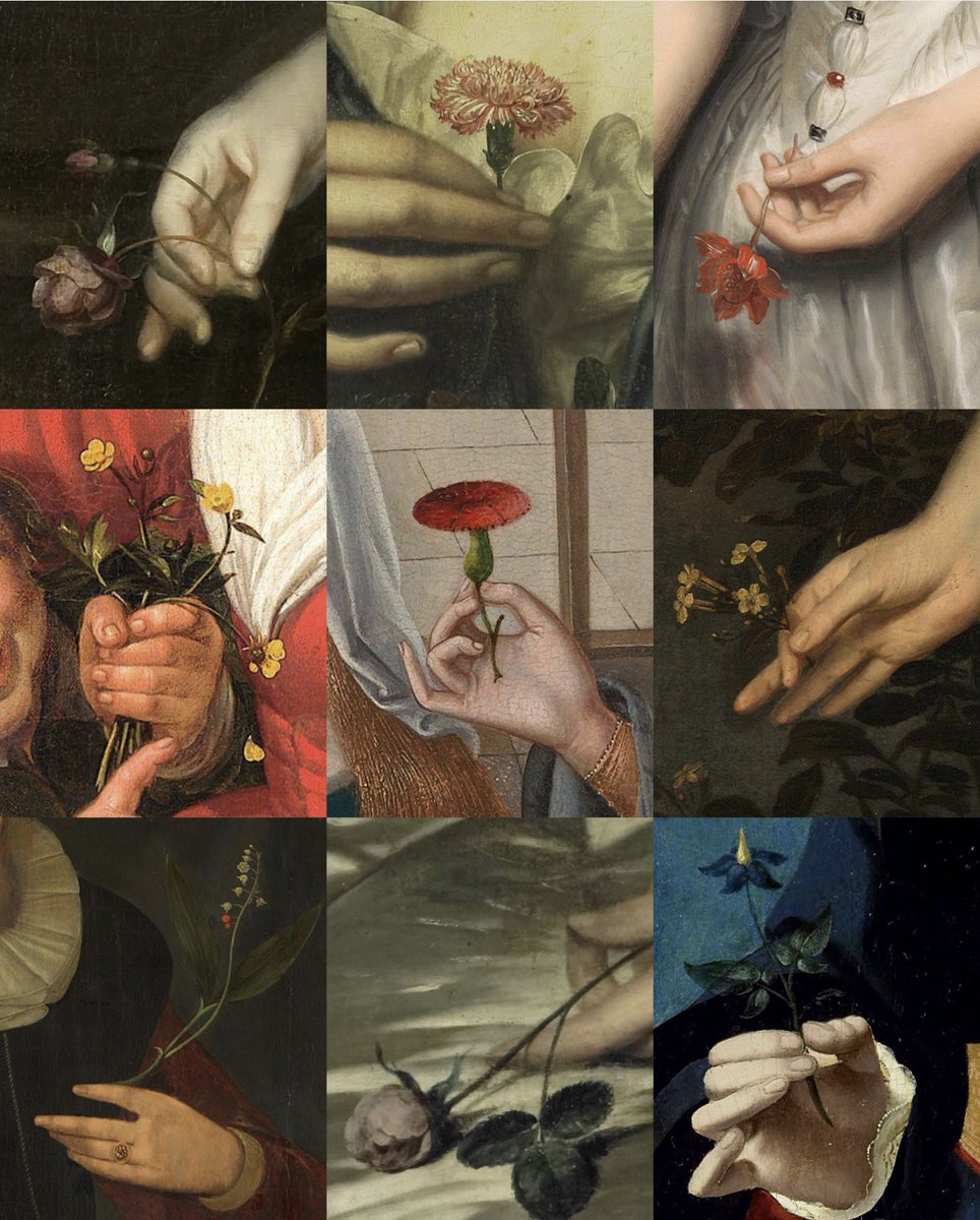 julieta_pedrosa's tweet photo. Details of elegant hands in Dutch Golden Age portraits from the @rijksmuseum hold roses, carnations, poppies and bouquets, symbols of #love, #betrothal, #purity, and #transience, with fine lace, rings, and delicate skin tones. 🌹 https://t.co/3sX1jenHSp