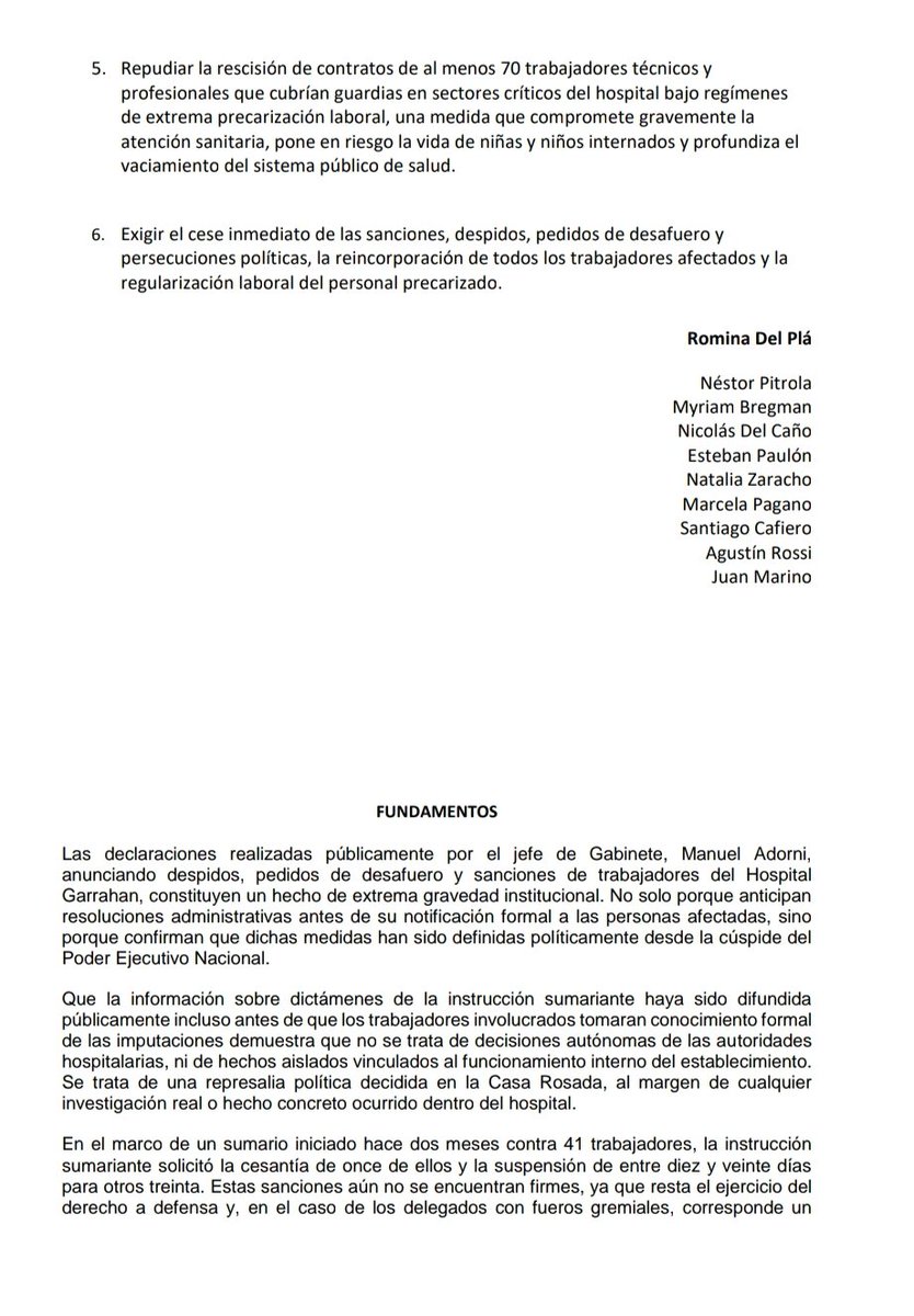 RominaDelPla's tweet image. Junto a @nestorpitrola @NicolasdelCano y @myriambregman desde la banca del @FdeIzquierda presentamos una resolución que sumo la adhesión de @EstebanPaulon @Naty_Zaracho @Marcelampagano @SantiagoCafiero @RossiAgustinOk y @JuanMarinoTPR para repudiar las sanciones, despidos y…