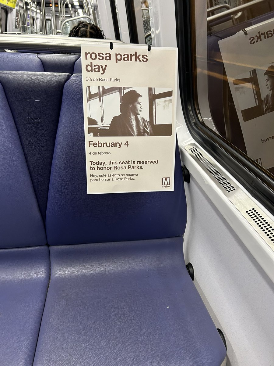 Riding Metro to the Hill and got to see one of our Rosa Parks Day signs. We place these on a seat on every 🚌&amp;🚇 to honor her legacy.