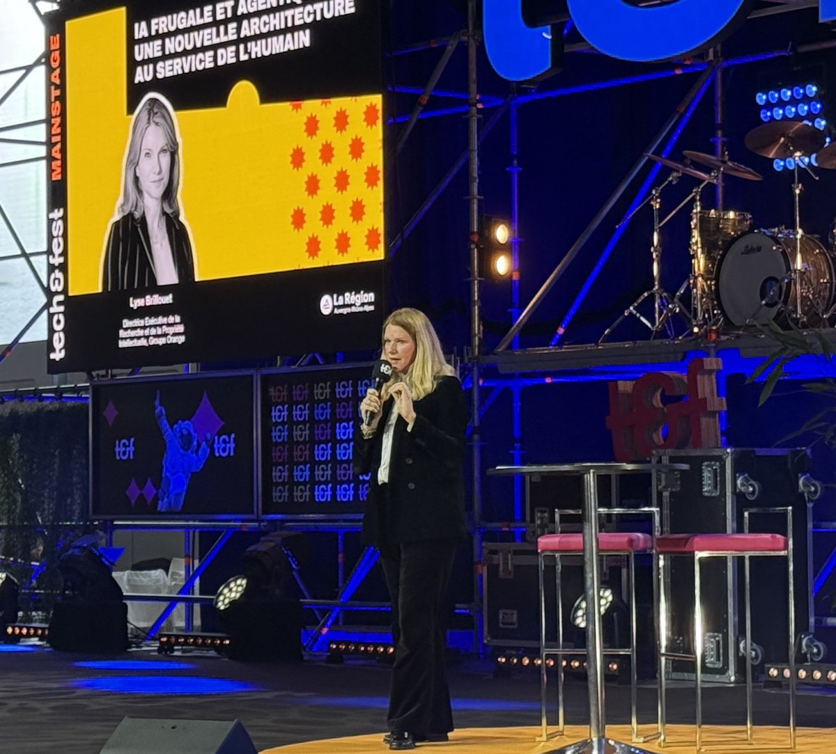Orange_Future's tweet photo. 💡La recherche d’@Orange mise sur l’#IA frugale et l'IA agentique. 
À #TechAndFest 2026, @LyseBrillouet a expliqué comment allier performance, sobriété et éthique pour des usages de l'IA utiles et inclusifs. https://t.co/bmIDa2vIDg