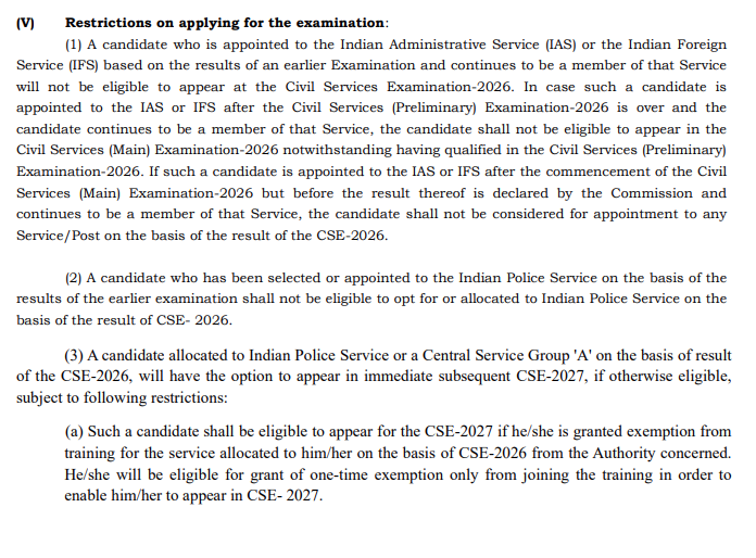 #ବଦଳିଲା_UPSC_ନିୟମ
-UPSC ପରୀକ୍ଷା ନିୟମରେ ବଡ଼ ପରିବର୍ତ୍ତନ
-ଥରେ ପରୀକ୍ଷାରେ କୃତକାର୍ଯ୍ୟ ପରୀକ୍ଷାର୍ଥୀ ଆଉ ପରୀକ୍ଷା ଦେଇ ପାରିବେନି
-୨୦୨୬ ବର୍ଷରେ ୯୭୯ ପଦ ପାଇଁ ବାହାରିଲା ନୋଟିଫିକେସନ
-IAS ଓ IFS ଅଧିକାରୀଙ୍କ ପରୀକ୍ଷା ଦେବା ଉପରେ ଲାଗିଲା କଟକଣା
-ପ୍ରିଲିମ୍ସ ଦେଇ IAS, IFS ନିଯୁକ୍ତି ହୋଇଥିଲେ ବି MAINSରେ ବସିପାରିବେନି