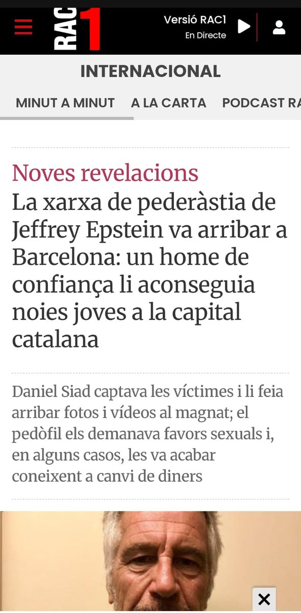feministes_cat's tweet photo. 🗣️Que la xarxa de Jeffrey Epstein arribés també a Barcelona, tal com explica RAC1, no és una anècdota ni un fet aïllat.
🔴És una mostra que aquestes formes de #violenciasexual organitzada operen de manera transnacional i s’arrelen allà on troben #impunitat, diners i silenci institucional.
https://t.co/5vV1zKAK5g