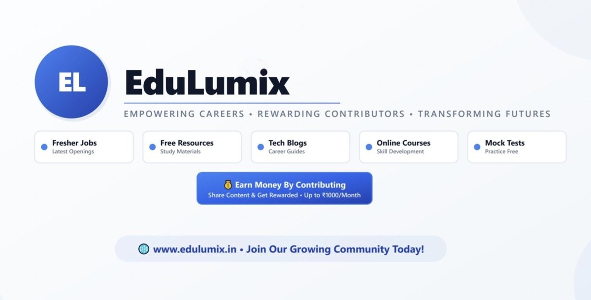 _ConsKaptan_'s tweet photo. India's 1st career platform that pays contributors 💰 |
Fresher Jobs |
Free Resources |
Free Course
Tech Blogs
Digital Products
Free Mock Test
Earn Upto ₹1000/Month
https://t.co/egIJrd0VmL
#fresher
#freejob #resources #techblogs #edulumix https://t.co/SVLIHRUE5b