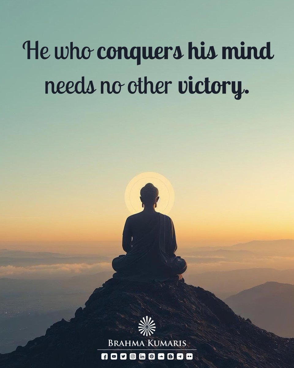 BrahmaKumaris's tweet photo. Mastery over the mind brings true freedom. When thoughts are governed with awareness, the soul feels powerful and stable. This inner victory creates lasting peace and self-respect.
✨ What small step will you take today to govern your mind?
#brahmakumaris #bkhindi #MeditationJourney #SpiritualGrowth #PositiveThinking #BrahmaKumarisWisdom #ElevateYourMind