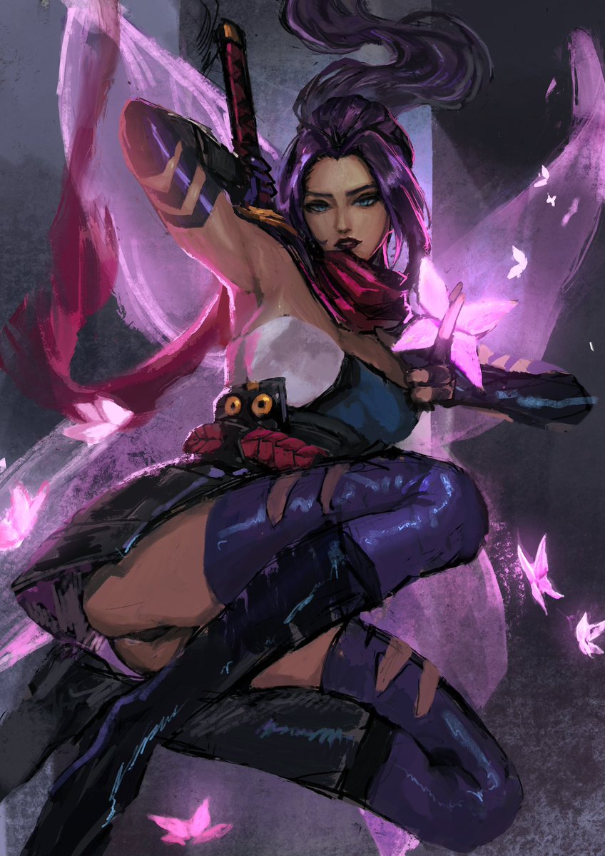 glolas's tweet image. #psylocke from Marvel rivals WIP2 , 1st time trying to finish the entire process from procreate , will prolly push it a little more but here it is for now! #MarvelRivals