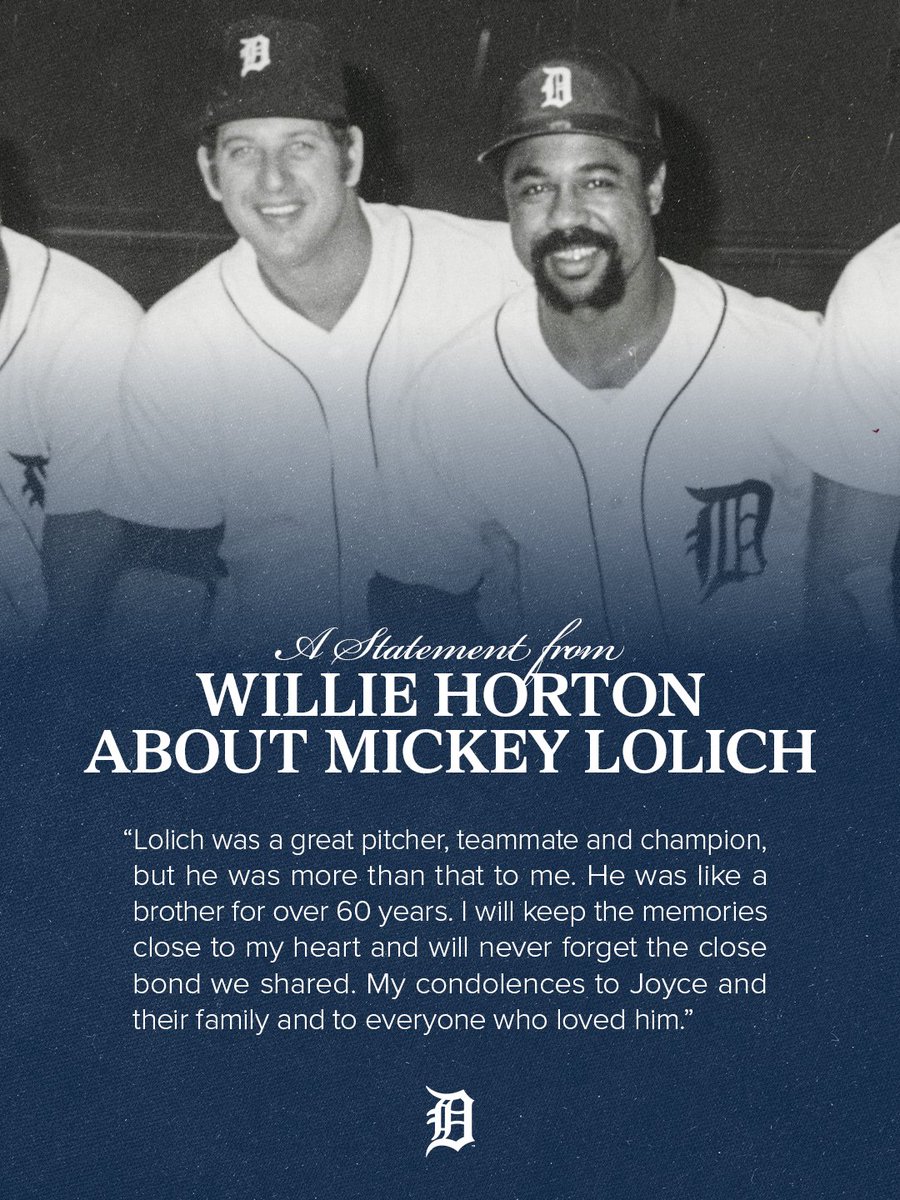 A statement from Willie Horton on the passing of his teammate Mickey Lolich: