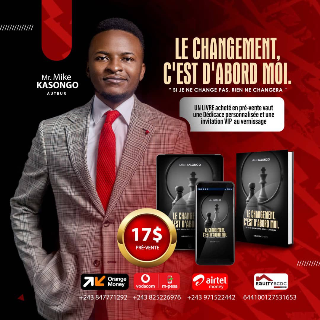 #RDC
#KASAÏ_ORIENTAL
Ce livre est une véritable invitation à la prise de conscience,à l’introspection et à la transformation personnelle.
Il vous encourage à vous remettre en question et à devenir l’acteur principal de votre propre évolution.
Prévente:17$
Contact:+243 971 522 442