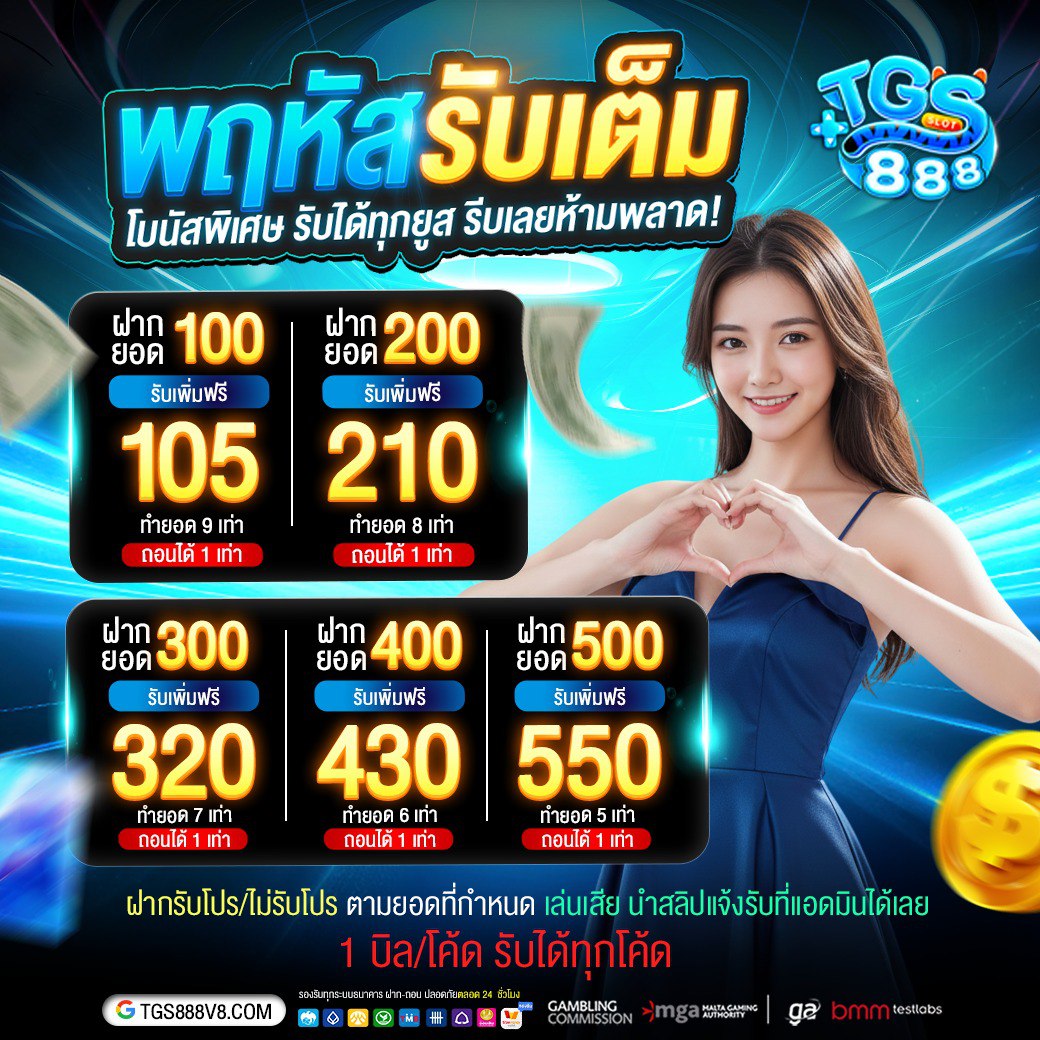 TGS888V7's tweet image. พฤหัสหรรษา! รับโบนัสจัดเต็มกับ #TGS888 

💙 ฝากเท่าไหร่ บวกเพิ่มให้ฟรีๆ ทุกยอด! 
✅ ฝาก 100 รับเพิ่ม 105
✅ ฝาก 500 รับเพิ่ม 550

💵 อย่าปล่อยให้หลุดมือ! 
👉 bit.ly/tgs888K 

#pgslot #สล็อตเว็บตรง #pg
#pgเว็บตรง #pgสล็อต #เครดิตฟรี50 
#เว็บตรงอันดับ1 #สล็อตออนไลน์