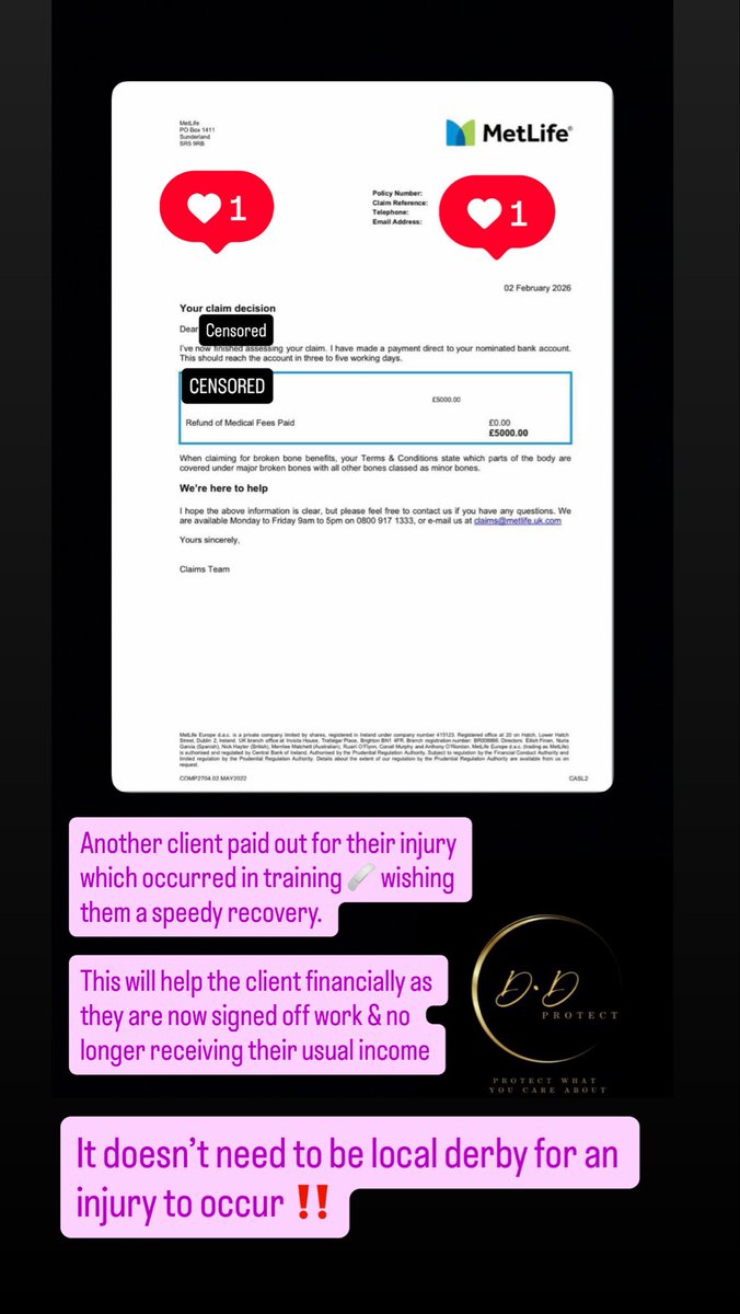 Client receiving their claim in the coming days🙌🏾

Sadly got injured during training goes to show you simply never know. It didn’t need to be a full blown football match for their injury to occur. 

This will impact him financially with being off work now has breathing space!
