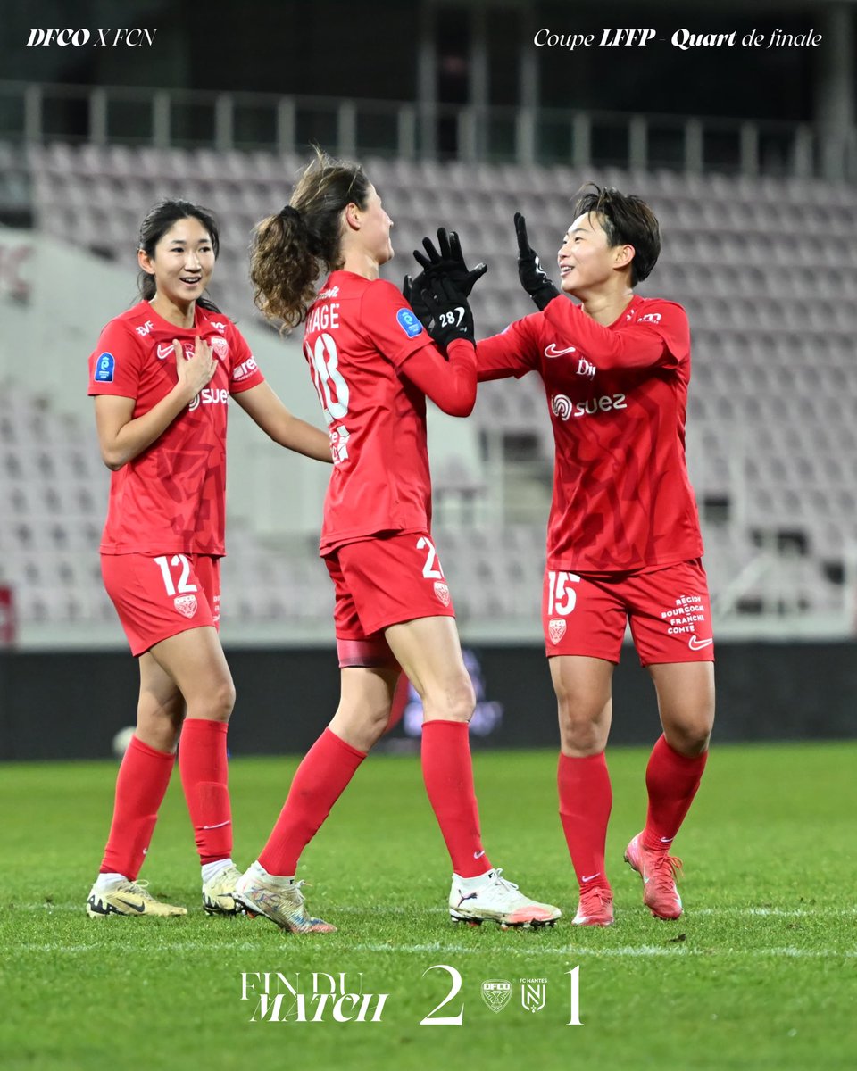 ⏱️ 90+4’ | C’est terminé ! 𝗟𝗔 𝗤𝗨𝗔𝗟𝗜𝗙’ ! 

Le DFCO renverse le FC Nantes et se qualifie pour les demi-finales de la Coupe LFFP !

Quelle performance ! 👏

#DFCOFCN | 2-1