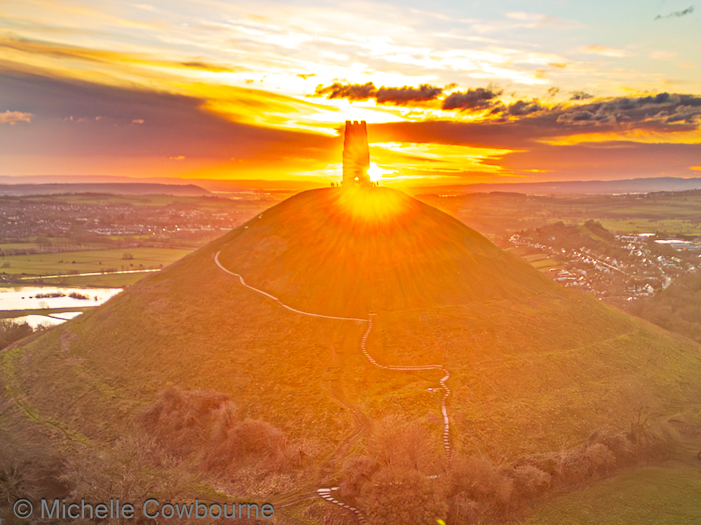 'Into the fray' This evening in Glastonbury at sunset. A bit dramatic maybe but so fed up of grey sky I thought it was worth it. 😂