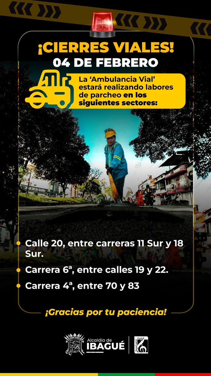 Conozca los puntos en los que estará operando este MIÉRCOLES la ‘Ambulancia Vial’. 🚜⚒️ <a href="/CMIbague/">Contraloría Ibagué</a>  <a href="/Alcaldiaibague/">Alcaldía de Ibagué</a>