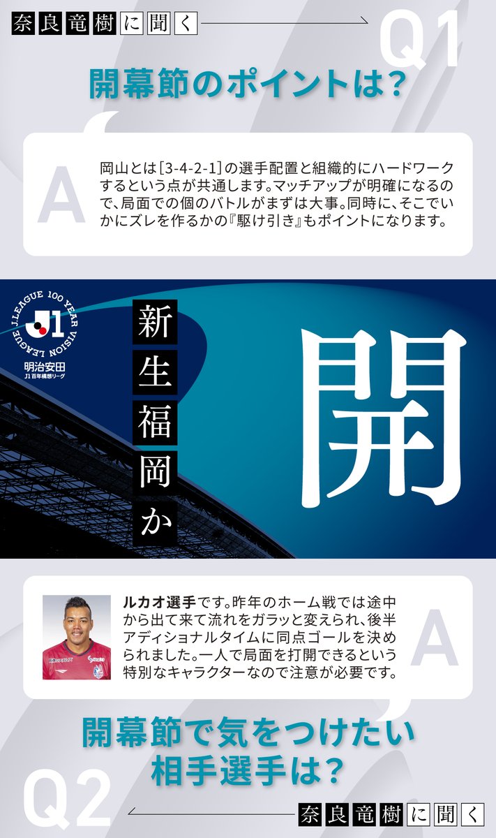 J_League's tweet photo. 新生福岡か、+αの岡山か

🏆️ 明治安田Ｊ１百年構想リーグ
⚔️ WESTグループ 第1節
🆚 アビスパ福岡 vs ファジアーノ岡山
📅 2/8(日) 13:05KO
🏟️ ベスト電器スタジアム
📺️ DAZN / NHK福岡 / NHK岡山

#Ｊリーグ https://t.co/yVgmXp9n0i