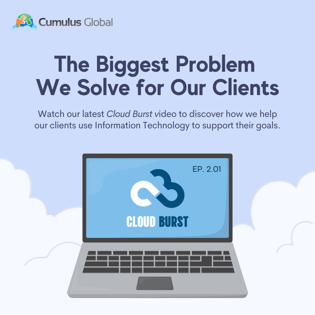 In our new Cloud Burst, I discussed the biggest challenges we help our clients solve. 

▶️ Watch now: jump.cumulusglobal.com/3ZdH0lP

#SmallBusiness #SMB #ManagedCloudServices #SecurityCPR