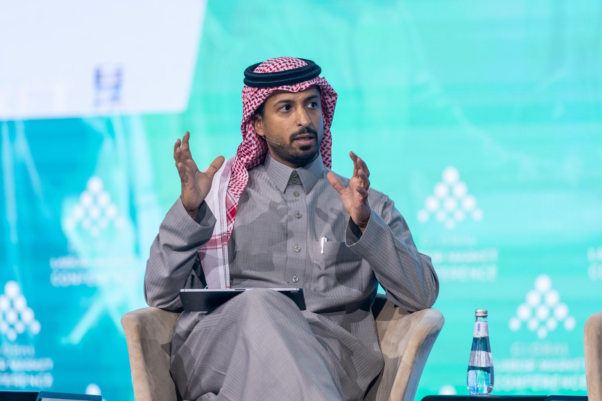 PIF_en's tweet photo. Yazeed Alrashed, Head of Planning and Partnerships Section, National Development Division at PIF, participated in the panel discussion “Not All Jobs in One Basket: Building Resilient Economies Through Diversification,” at the Global Labor Market Conference in Riyadh. https://t.co/UK7rrafVWe