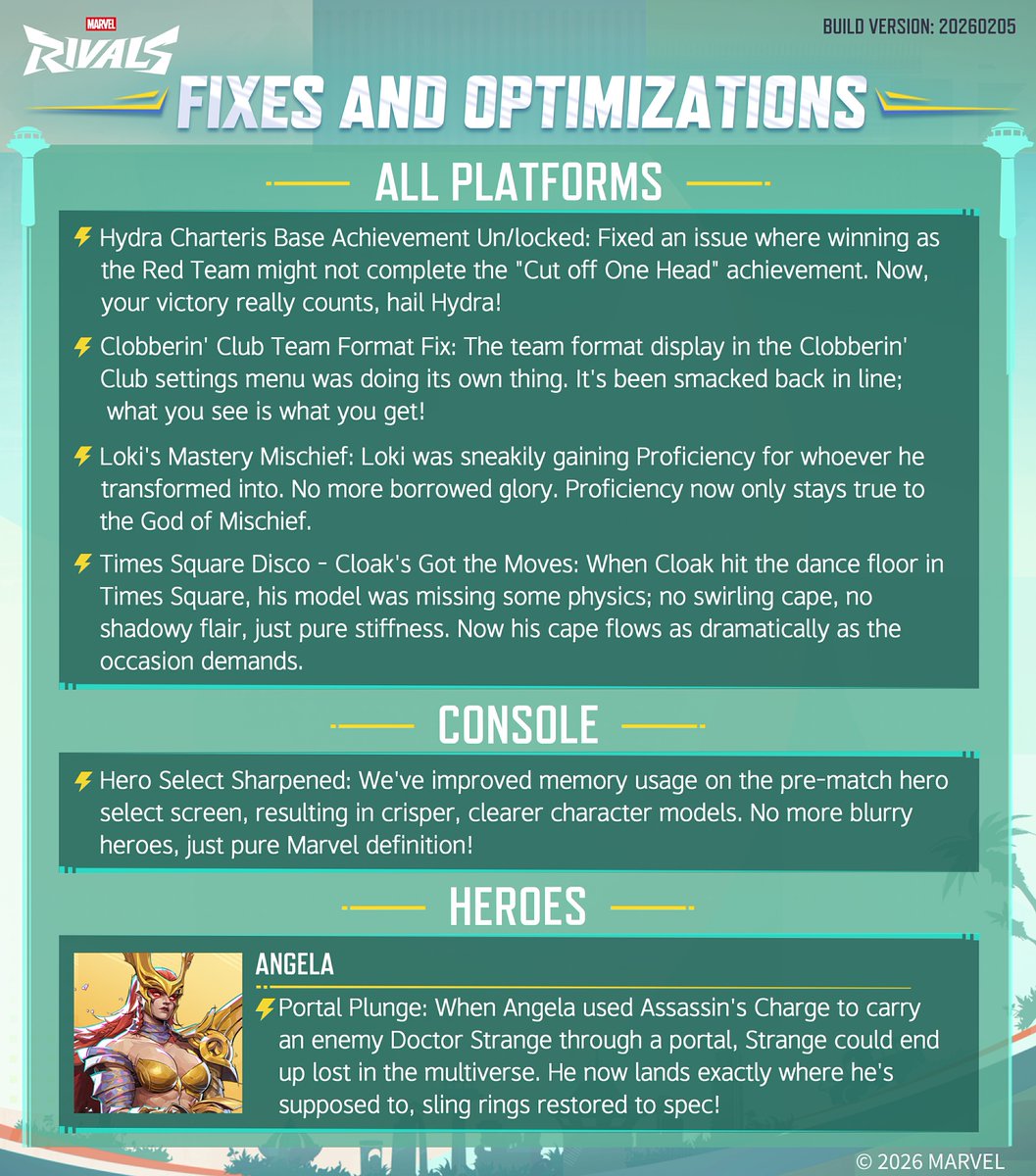 ⚙️ A new patch is rolling out in Marvel Rivals.

This update brings refined tuning and smart improvements to keep the action fast and intense.

Get ready and read all about it here >> marvelrivals.com/gameupdate/202…

No downtime required, just update your game client and get right back