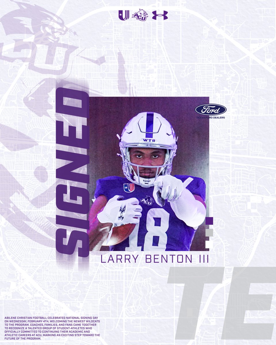 ACUFootball's tweet photo. Welcome to the 𝐁𝐢𝐠 𝐂𝐨𝐮𝐧𝐭𝐫𝐲 Larry!!

🏈 Tight End
🏈 Vanderbilt

#CDT | #GoWildcats https://t.co/FCiuXoCYAy
