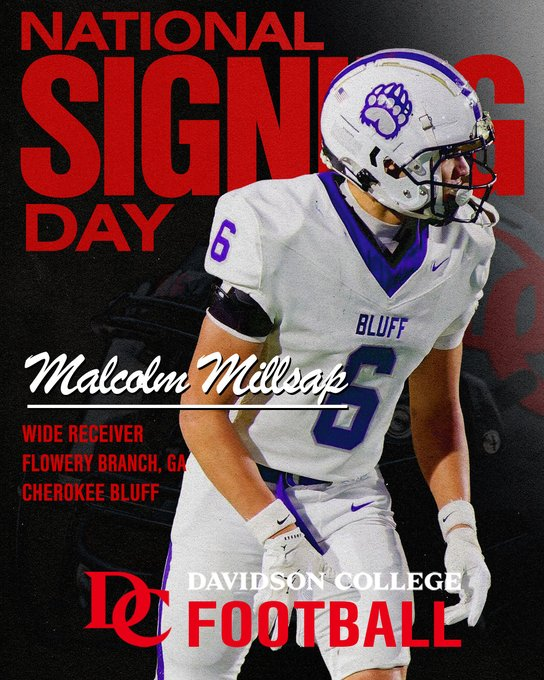 CBluffFootball's tweet photo. CONGRATS to @Malcolm_Millsap on "signing" with Davidson College (D1/FCS)!  #NextLevelBears #GoCats https://t.co/RTX9k6L5iw