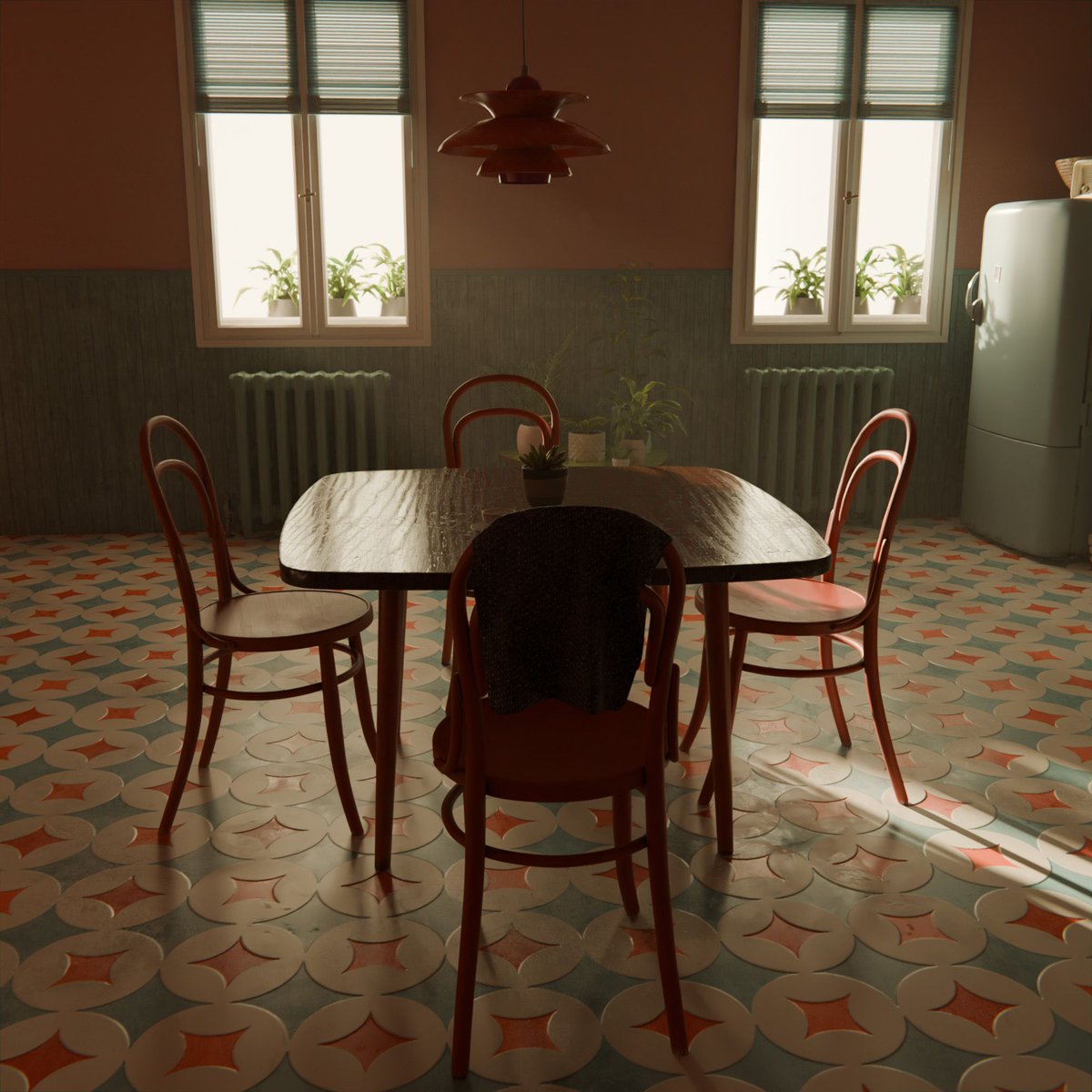 3d_Prop_store's tweet photo. Some nostalgic vibes for you to sink into. 
A kitchen basking i
n golden light and an asset pack filled with retro furniture and building parts.
https://t.co/iZQso5XYuJ https://t.co/PwdPk2tnu1