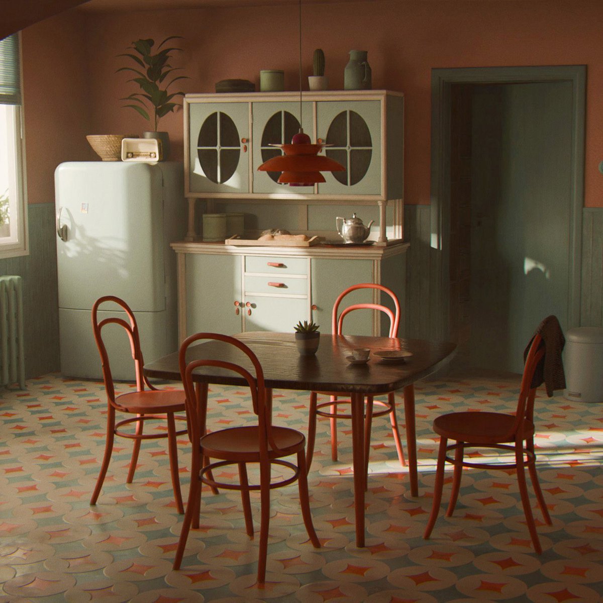 3d_Prop_store's tweet photo. Some nostalgic vibes for you to sink into. 
A kitchen basking i
n golden light and an asset pack filled with retro furniture and building parts.
https://t.co/iZQso5XYuJ https://t.co/PwdPk2tnu1