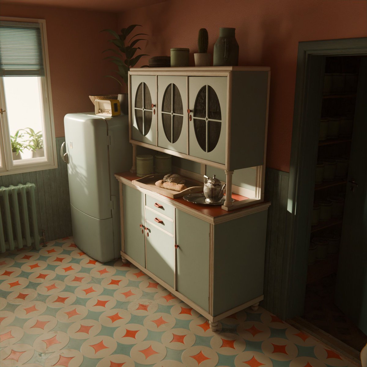 3d_Prop_store's tweet photo. Some nostalgic vibes for you to sink into. 
A kitchen basking i
n golden light and an asset pack filled with retro furniture and building parts.
https://t.co/iZQso5XYuJ https://t.co/PwdPk2tnu1