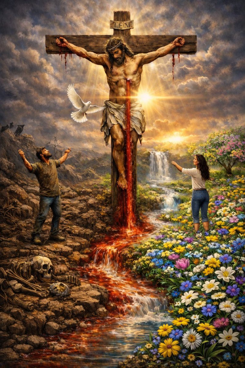 The crucifixion: two worlds divided