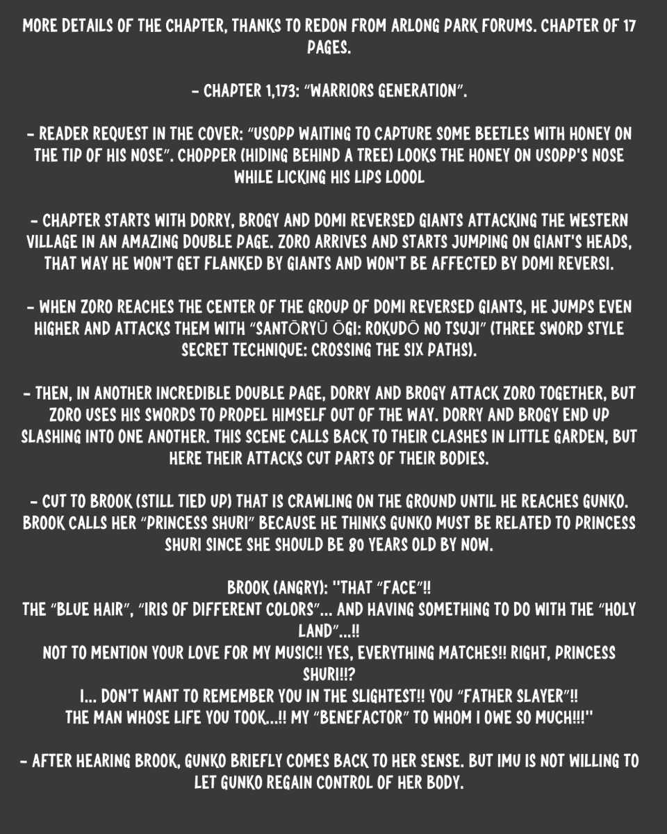 pewpiece's tweet image. #ONEPIECE1173 

MORE DETAILS FOR ONEPIECE CHAPTER 1173 

(By : @Mugiwara_23 )