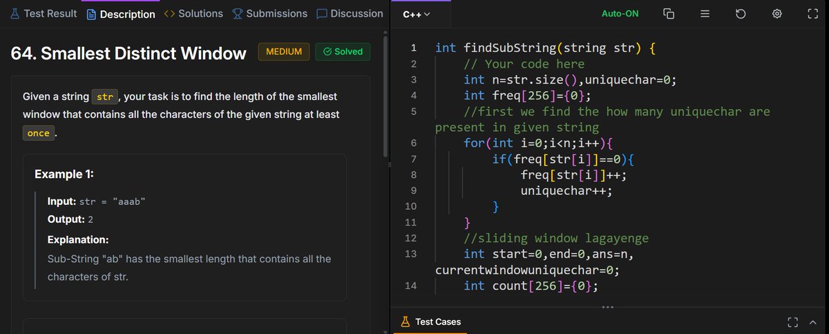 OmPrakash_cpp's tweet photo. Learned Sliding Window technique today 💻
Solved Longest Substring Without Repeating Characters &amp; Smallest Distinct Window.
#DSA #SlidingWindow #Strings #Coding https://t.co/gKyXqE7Smm