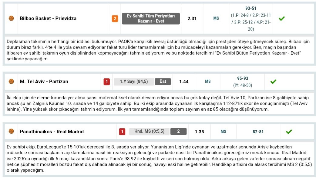 * <a href="/Nesinecom/">Nesine</a> takipçileri için hazırlamış olduğumuz Kuponlar ile kazandırmaya devam ettik. 🏀

** FIBA Europe Cup 1/1 yorum isabeti.🎯(03.02.2026)
** EuroLeague 2/2 yorum isabeti.🎯(03.02.2026)

*** Oran : 4,63. Değerlendirenlere Teşekkürler, Tebrikler.! 🙂  💯 ✅