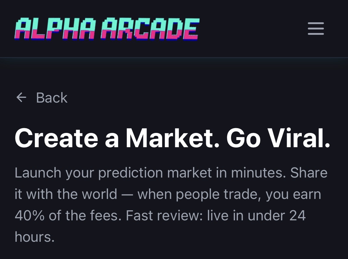 Bonne nouvelle pour les utilisateurs de <a href="/alphaarcade/">alpha arcade</a> sur Algorand ! 🔥

Il est désormais possible de créer ses propres marchés de prédiction et de gagner 40 % des frais générés ! 👀