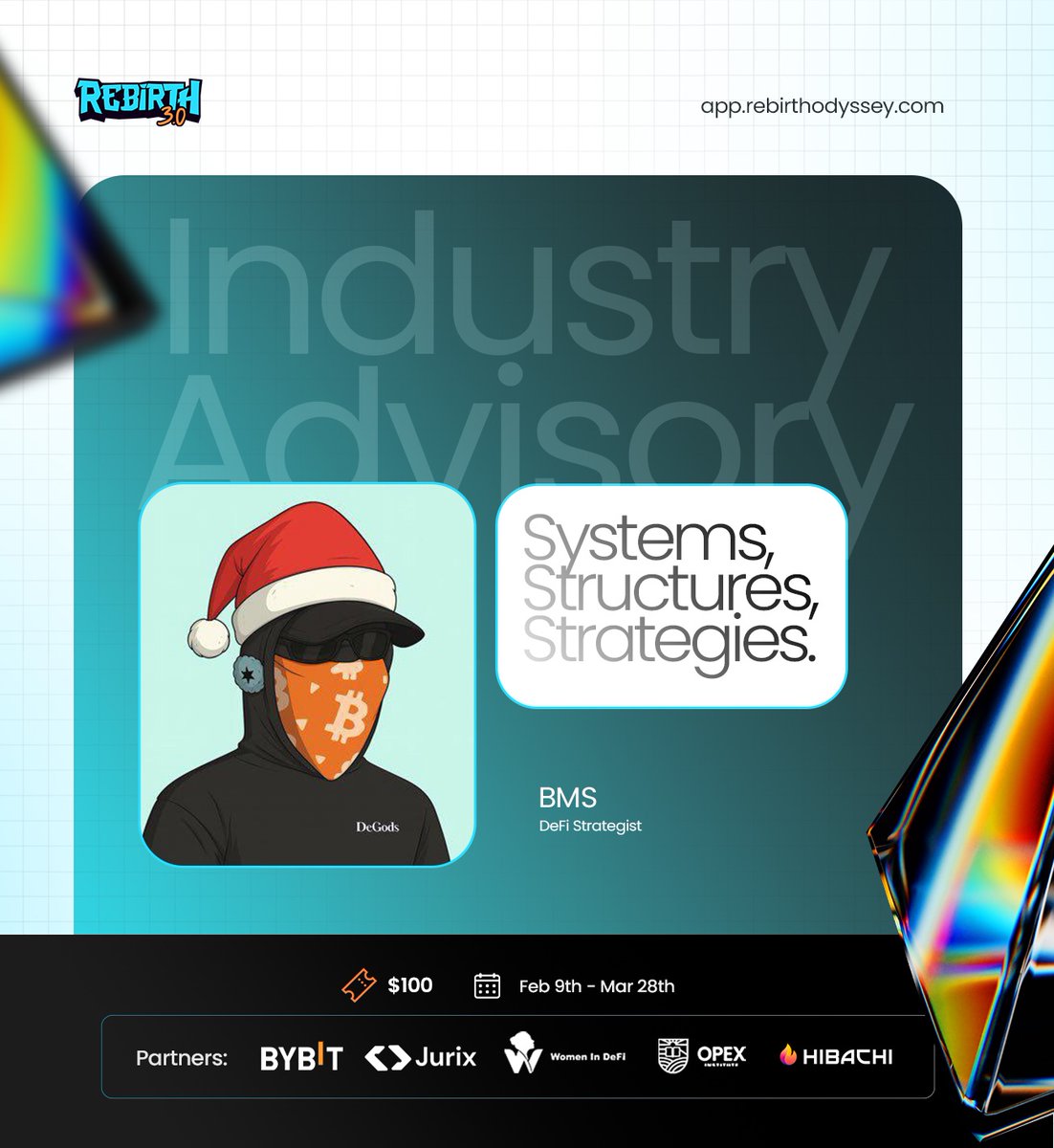 We’re excited to announce <a href="/bloomstarbms/">BMS</a> as an industry advisor at Rebirth 3.0!

He is one of Nigeria’s most respected crypto voices with 230K+ followers, BMS is known for DeFi analysis, narrative trading, crypto research, leverage/futures, airdrop farming, and meme coins.

BMS is