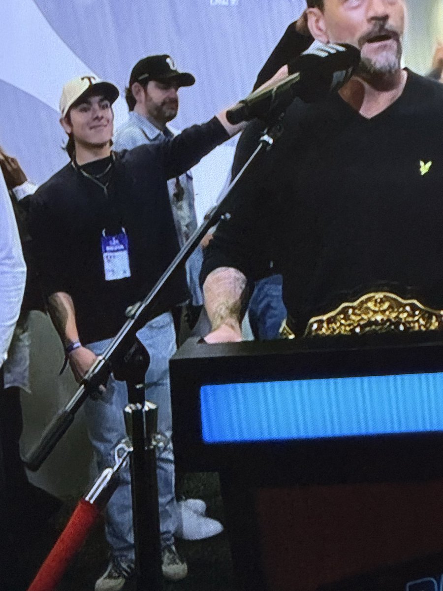 Never thought I’d see <a href="/DrewFranklinKSR/">Drew Franklin</a> standing behind <a href="/CMPunk/">player/coach</a> while watching <a href="/PatMcAfeeShow/">Pat McAfee</a>  <a href="/KySportsRadio/">Matt Jones</a> #superbowl