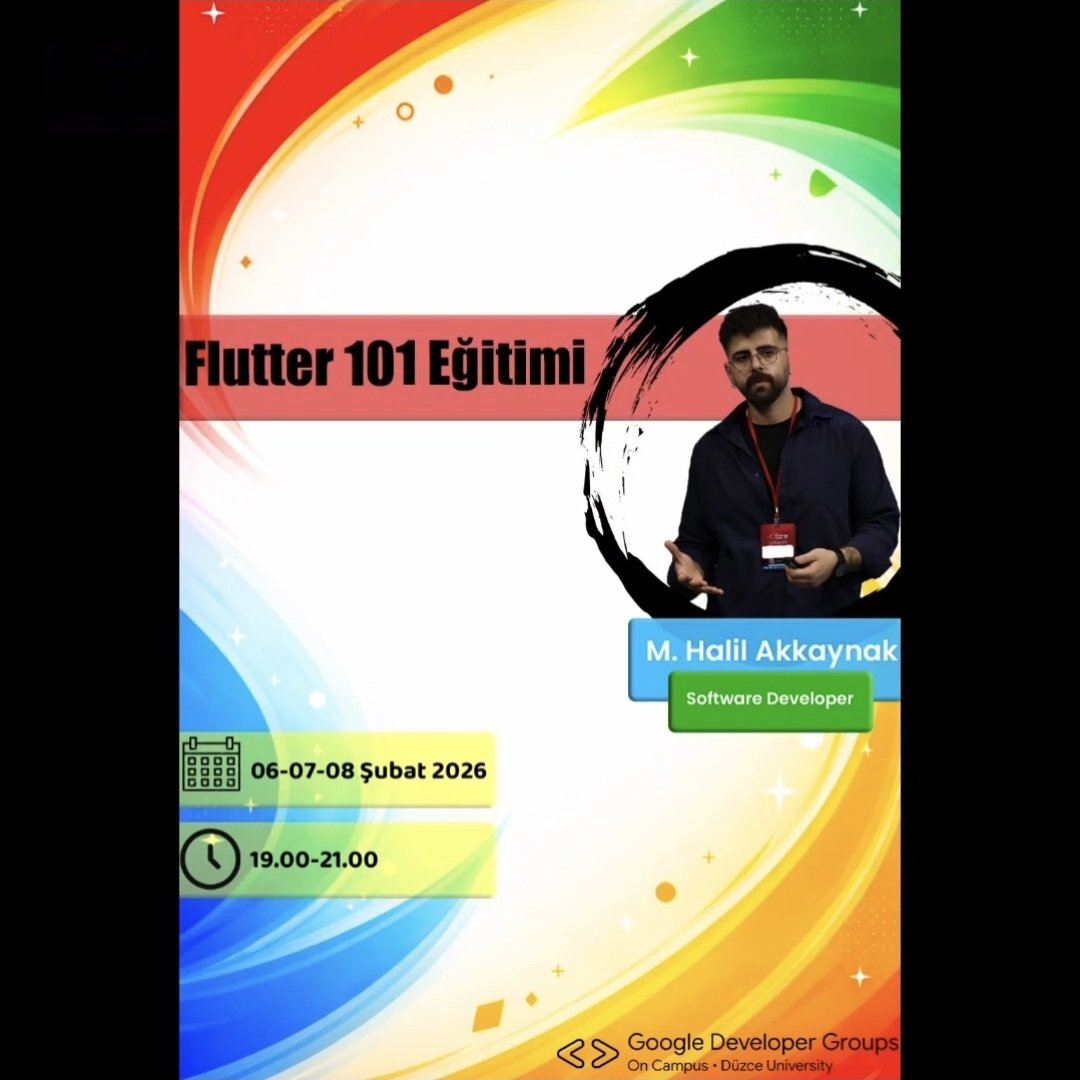Flutter ile mobil uygulama dünyasına adım atıyoruz! 🚀 GDG on Campus Düzce olarak M. Halil Akkaynak ile 3 günlük, sertifikalı ve tamamen ücretsiz Flutter 101 eğitimi hazırladık. Google Meet'te gerçekleşecek bu serüvende yerini almak için hemen kaydol! 👇 forms.gle/w8eHJHjrpEjPPQ…