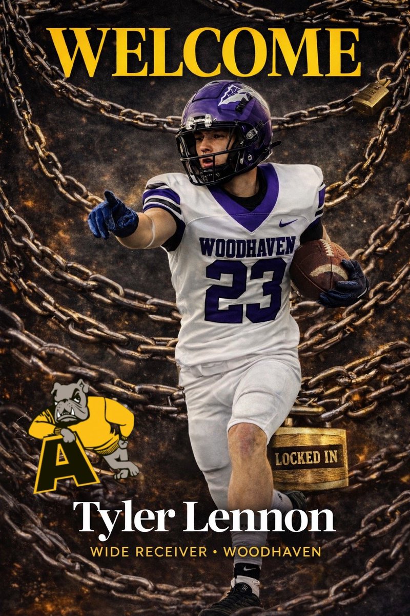 AdrianCollegeFB's tweet photo. Welcome to the Bulldog Family, @TylerLennon08 

#GDTBAB
#First25 https://t.co/6TPLORXn3c