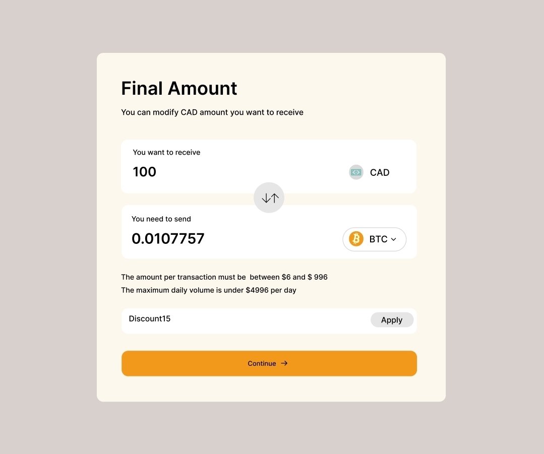 EvelynOlal17356's tweet photo. Wednesday π©βπ»
I designed a Final Amount screen focused on clarity and trust clean crypto-to-cash flow, transparent values, and zero stress UX.
#uiuxdesign #madewithfigma #opentowork #productdesign #lyndesigns https://t.co/5wggBHoRJH