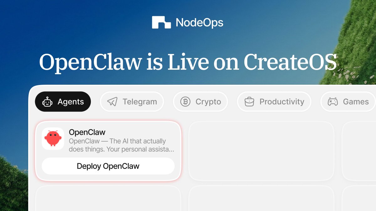 CreateOS ✖️ <a href="/openclaw/">OpenClaw🦞</a>

<a href="/openclaw/">OpenClaw🦞</a> is live on CreateOS. The agentic internet is emerging alongside AGI, and we’re glad to be part of that shift.

If you’ve ever tried deploying an OpenClaw agent yourself, the path is challenging: set up infrastructure, configure runtimes, manage
